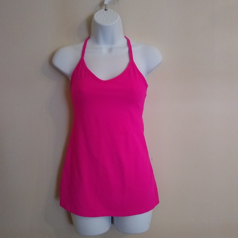 Beyond yoga dark pink built-in bra exercise top